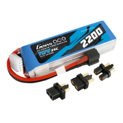 Gens Ace 2200mAh 11.1V 3S1P 25C Lipo Battery Pack With EC3, Deans And XT60 Adapter