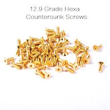 12.9 Grade Gold Hexa Countersunk Screws M3*10mm - 5pcs