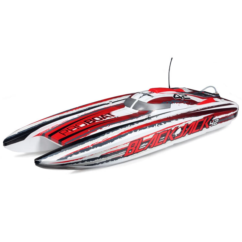 PROBOAT Blackjack 42" 8S Brushless Catamaran RTR: White/Red