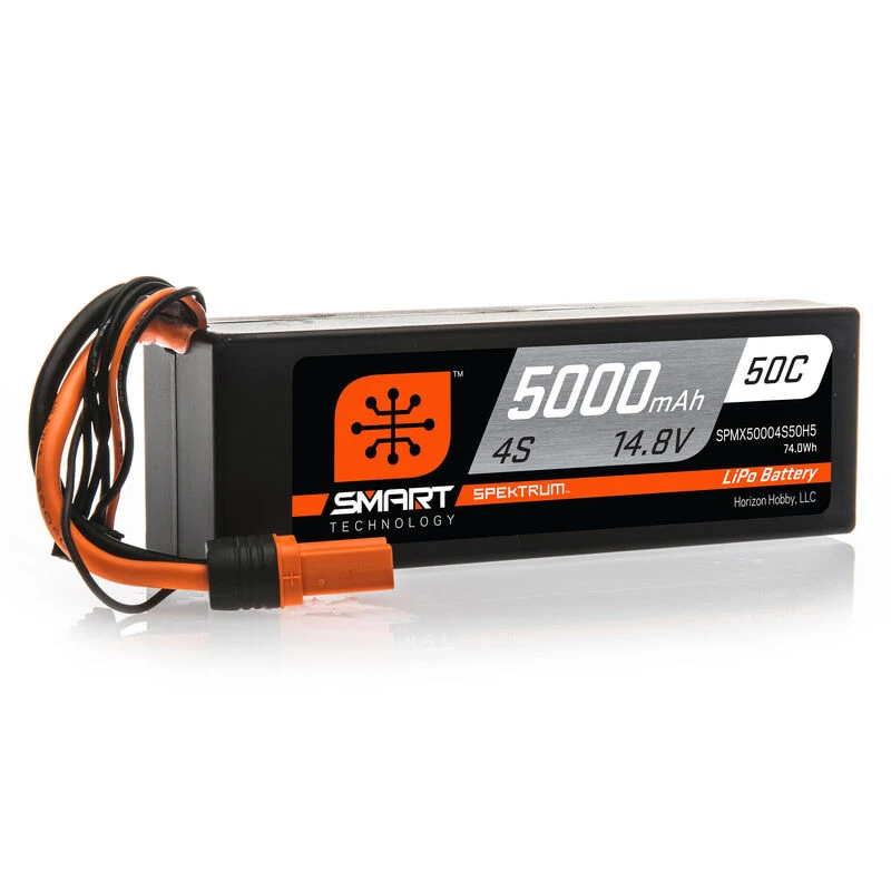 Spektrum 14.8V 5000mAh 4S 50C Smart Hardcase LiPo Battery: IC5 1 Spektrum 14.8V 5000mAh 4S 50C Smart Hardcase LiPo Battery: IC5