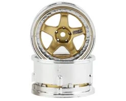 DS Racing Drift Element 5 Spoke Drift Wheels (Gold & Chrome) (2) (Adjustable Offset) W/12mm Hex