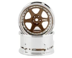 DS Racing Drift Element 6 Spoke Drift Wheels (Bronze & Chrome W/Gold Rivets) (2) (Adjustable Offset) W/12mm Hex