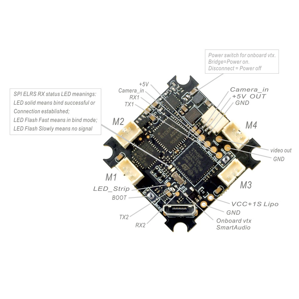 Happymodel ELRS F4 AIO 5in1 Flight Controller Built-in SPI 2.4GHz ELRS RX 4 Happymodel ELRS F4 AIO 5in1 Flight Controller Built-in SPI 2.4GHz ELRS RX - Image 4
