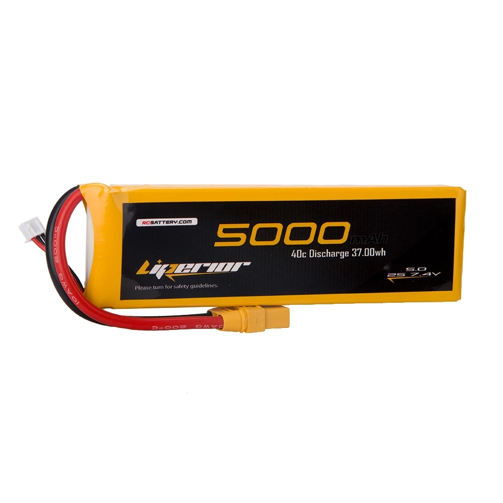 RC BATTERY Liperior 5000mAh 2S 40C 7.4V Lipo Battery With XT90 Plug 1 RC BATTERY Liperior 5000mAh 2S 40C 7.4V Lipo Battery With XT90 Plug