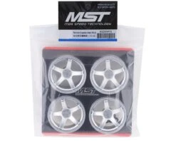 MST 5 Spoke Wheel Set (Flat Silver) (4) (5mm Offset) W/12mm Hex -Toys Model Store mxs 832004fs 3