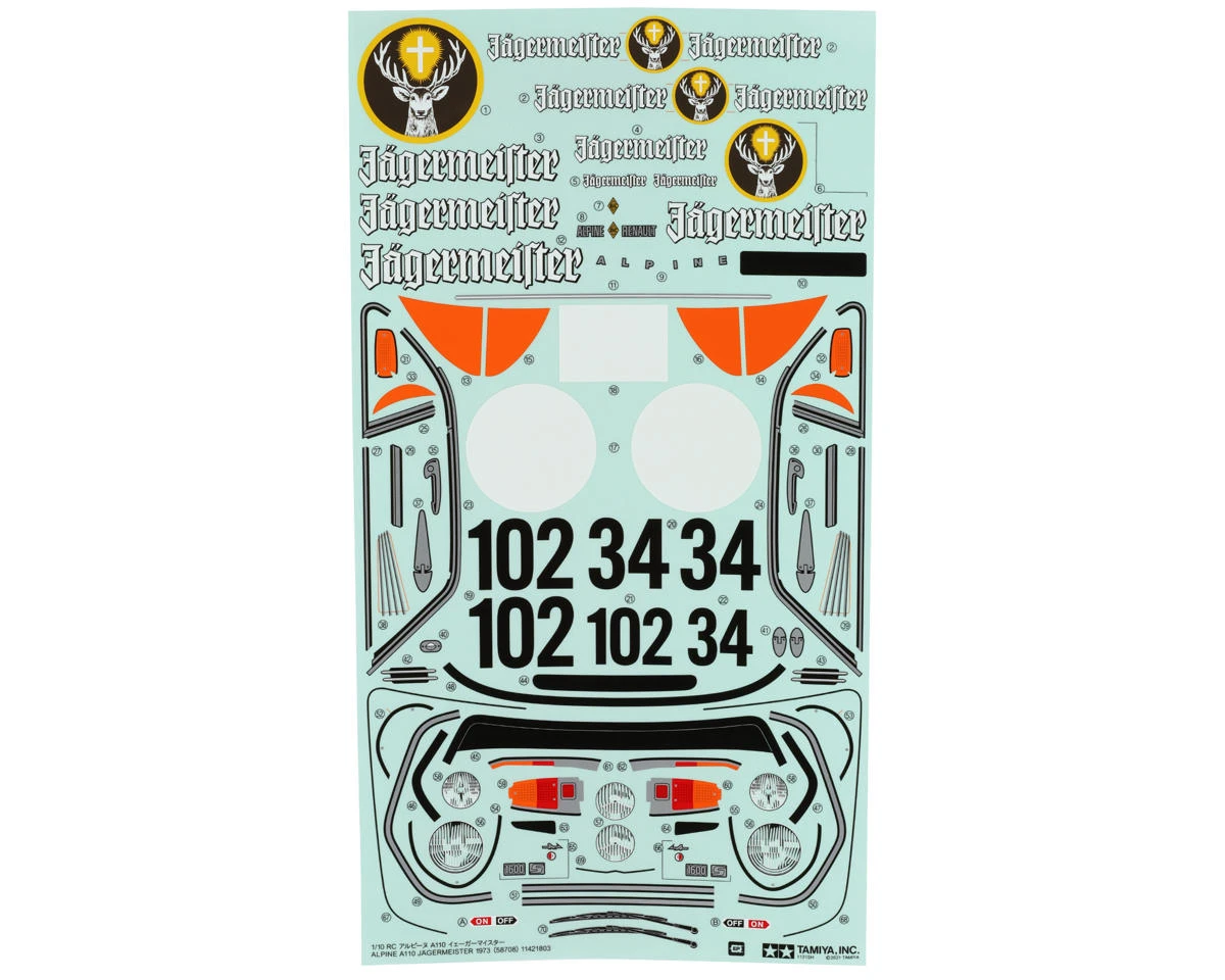 Tamiya 1973 Alpine A110 Jägermeister Body W/Parts Set (Clear) 5 Tamiya 1973 Alpine A110 Jägermeister Body W/Parts Set (Clear) - Image 5
